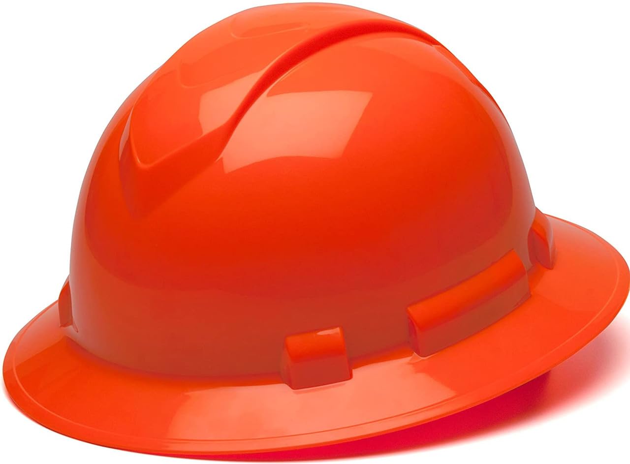 Texas America Safety Company Full Brim Ridgeline Hard Hat with 6 Point Knob Adjustment and Tote