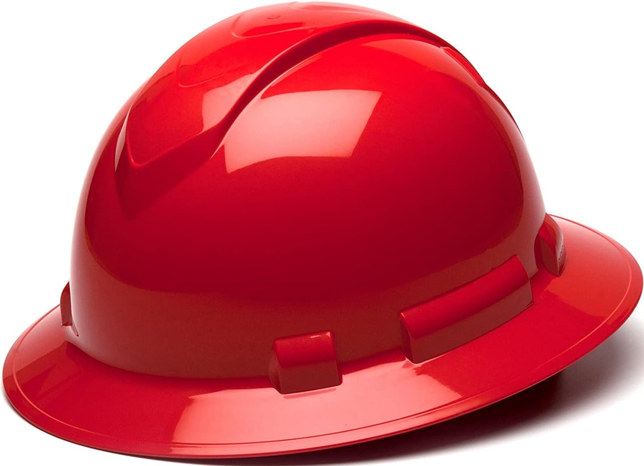 Texas America Safety Company Full Brim Ridgeline Hard Hat with 6 Point Knob Adjustment and Tote