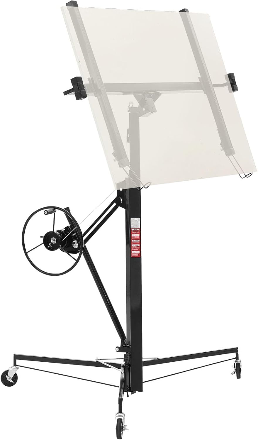 VEVOR 11ft Drywall Lift, Heavy-Duty 150 lbs Sheetrock Hoist with Adjustable Telescoping Arm, Lockable Wheels, Drywall Lifter Panel Jack Hoist Tools Ideal for Ceiling & Wall Installation (Black)