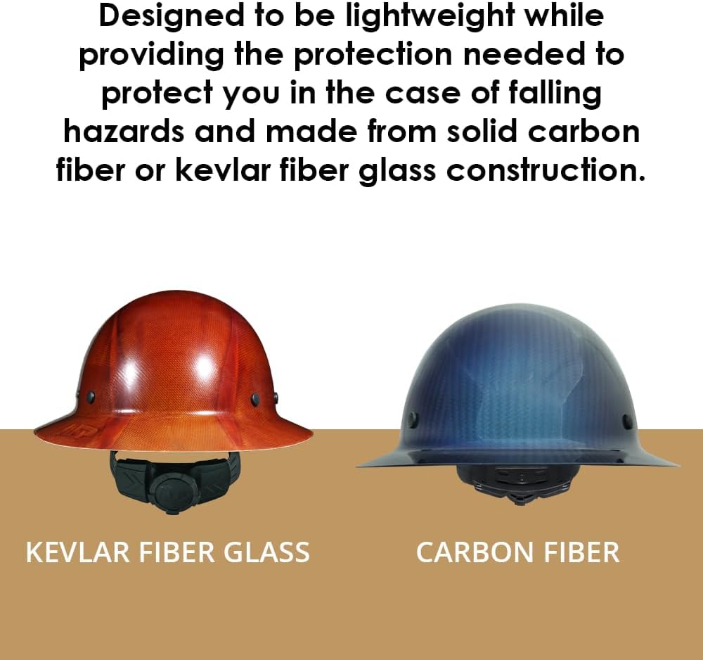 AFP Fiber Full Brim Hard Hat | 6 Point Ratchet Suspension | OSHA & ANSI Rated | Hard Hats for Men | Premium Construction Helmets for Safety