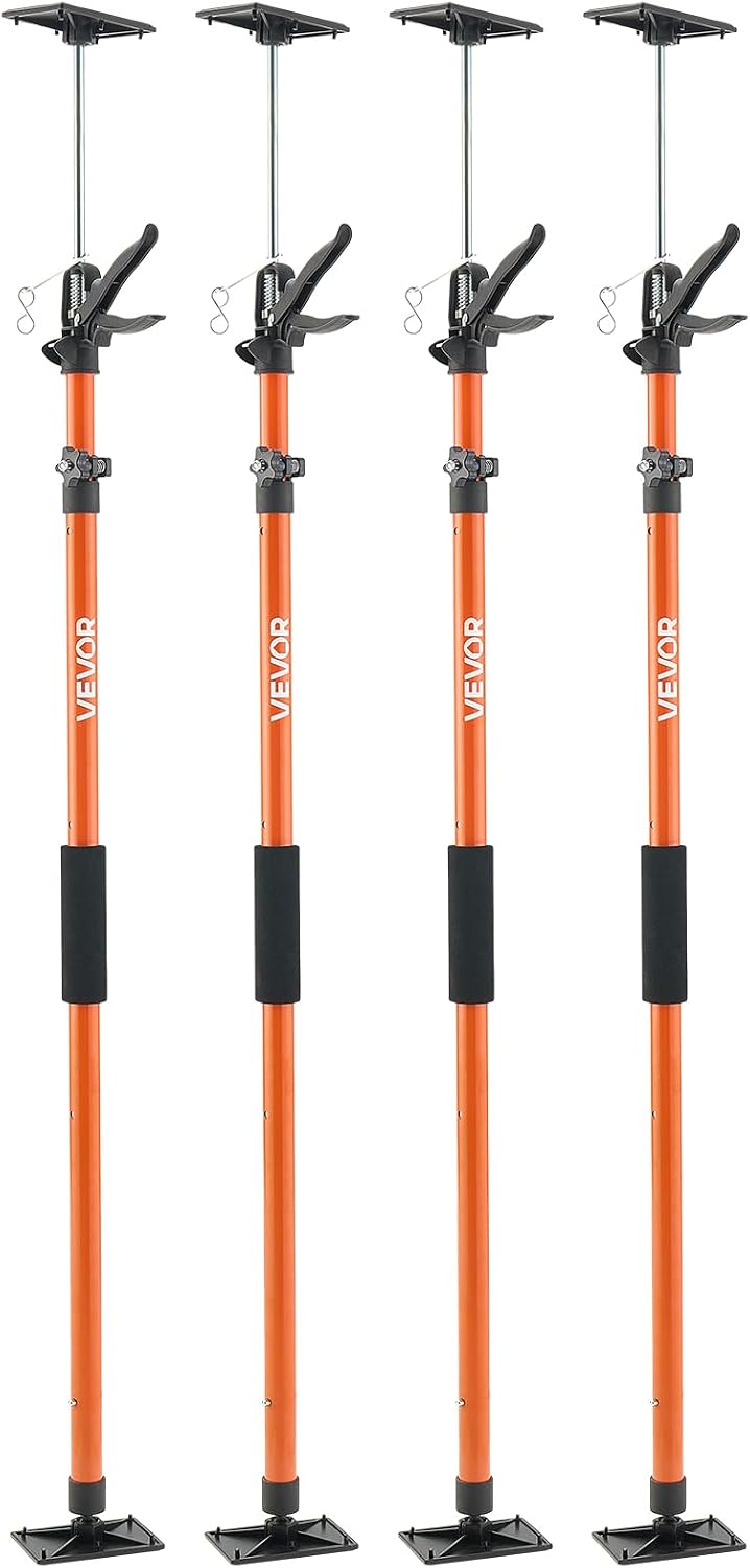 VEVOR Cabinet Jack Support Pole, 4-Pack, 45.7-114.2 Inch Steel Telescopic Quick Support Rod, Adjustable 3rd Hand System up to 154 lbs Capacity for Installing Cabinets, Lifting Drywall, Cargo Bars