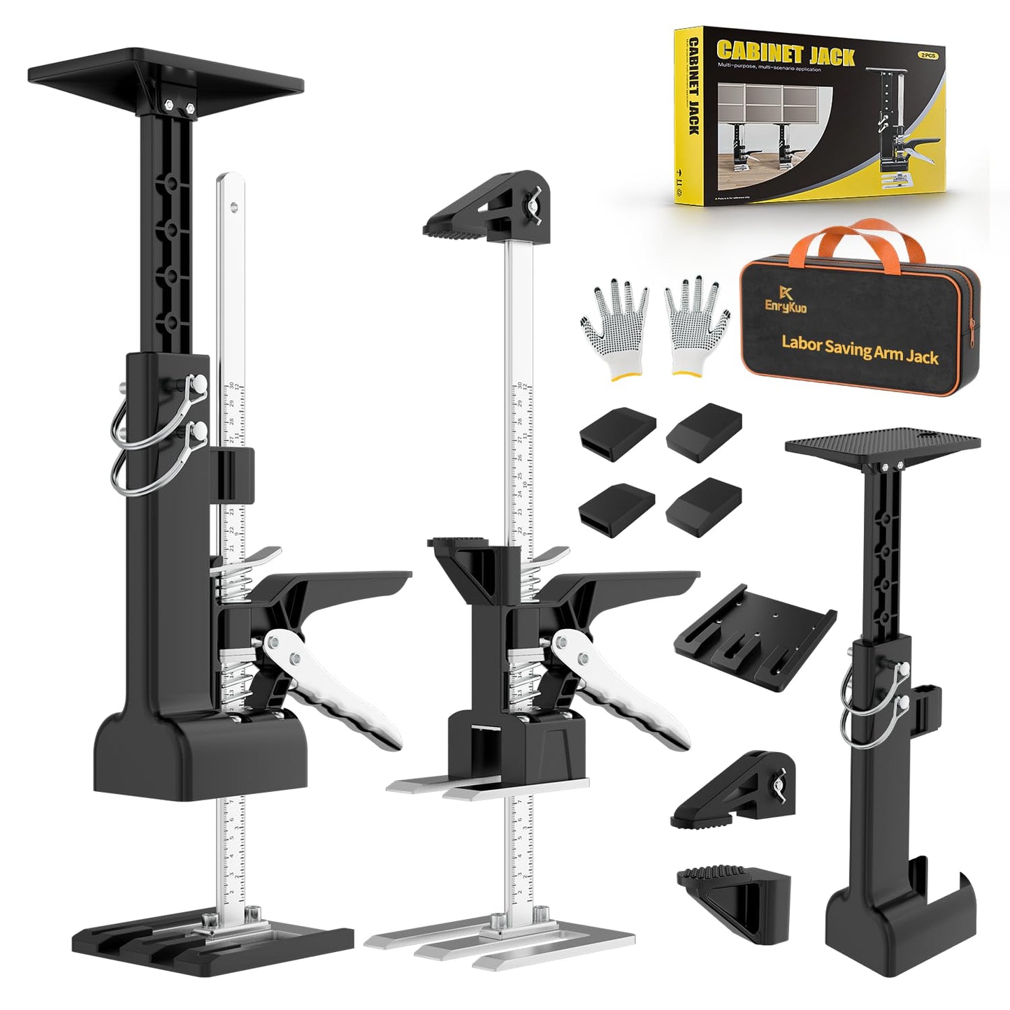 [Upgrade] Labor Saving Arm Jack 2 Pack,15.5 Inch Stainless Steel Furniture Lifts with Handbag,Hand Furniture Jack Lifter Tool for Installing Cabinets,Flooring&Windows,Load 440LBS