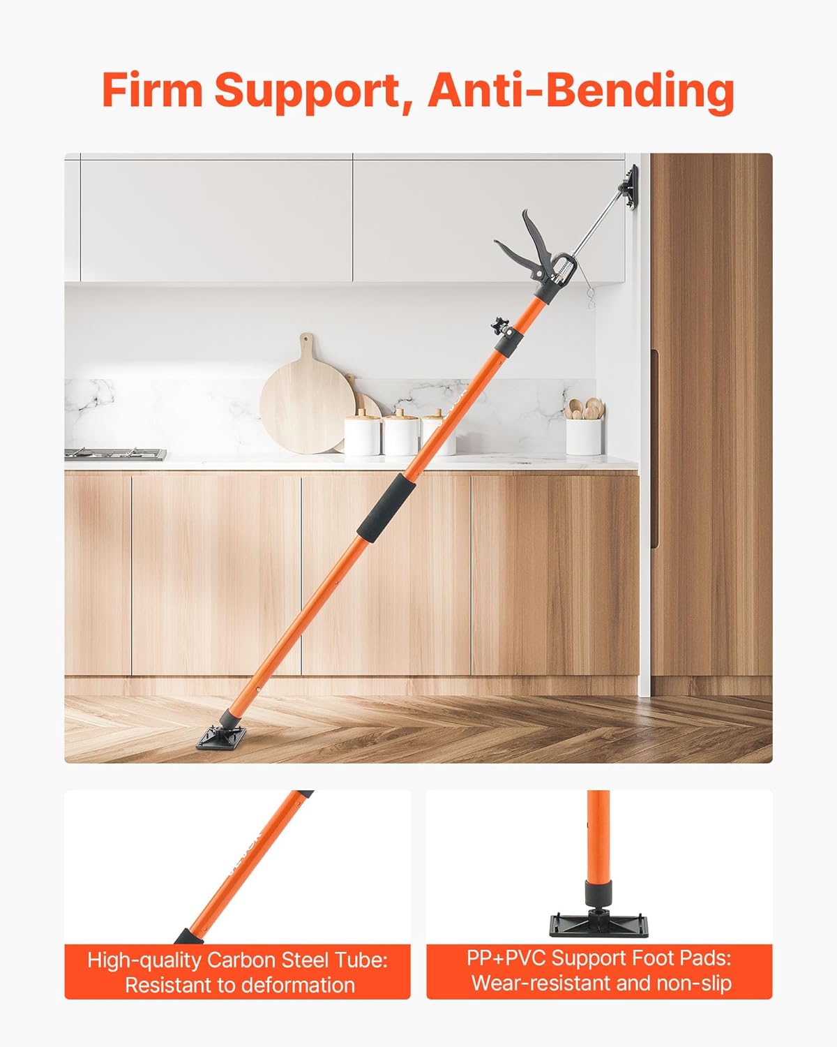 VEVOR Cabinet Jack Support Pole, 4-Pack, 45.7-114.2 Inch Steel Telescopic Quick Support Rod, Adjustable 3rd Hand System up to 154 lbs Capacity for Installing Cabinets, Lifting Drywall, Cargo Bars