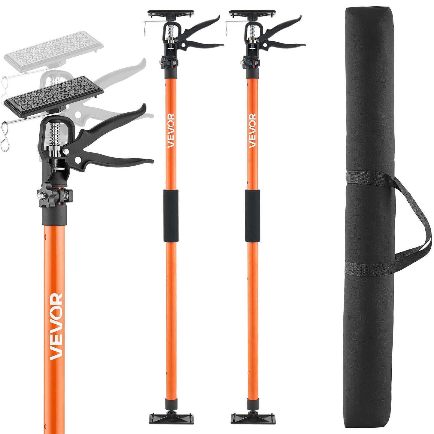 VEVOR Cabinet Jack Support Pole, 4-Pack, 45.7-114.2 Inch Steel Telescopic Quick Support Rod, Adjustable 3rd Hand System up to 154 lbs Capacity for Installing Cabinets, Lifting Drywall, Cargo Bars