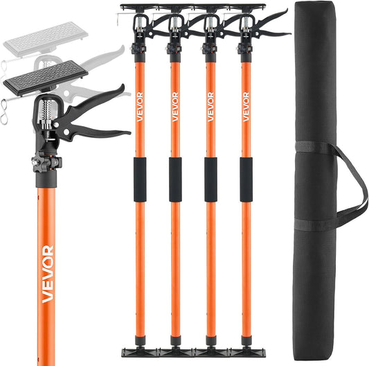 VEVOR Cabinet Jack Support Pole, 4-Pack, 45.7-114.2 Inch Steel Telescopic Quick Support Rod, Adjustable 3rd Hand System up to 154 lbs Capacity for Installing Cabinets, Lifting Drywall, Cargo Bars