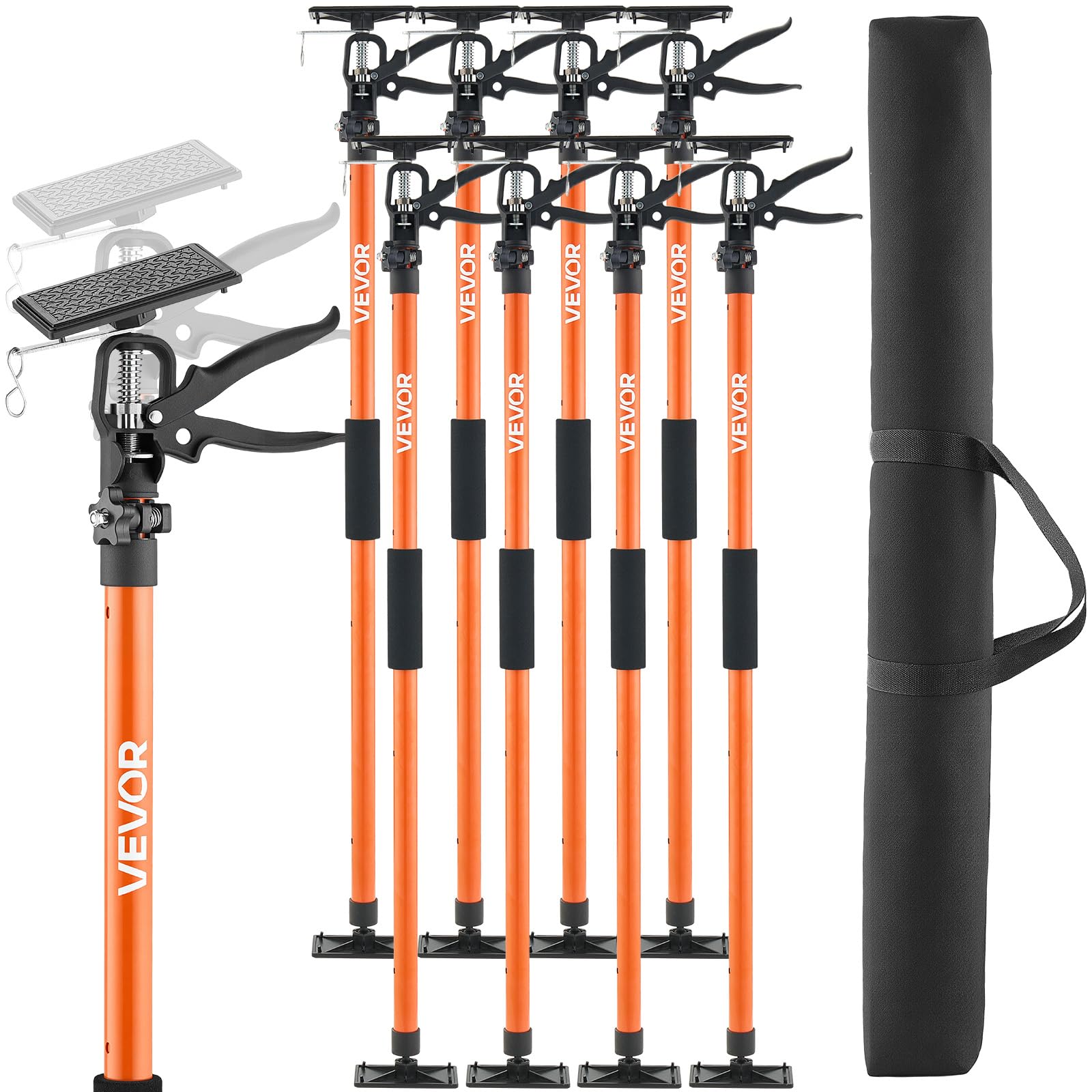 VEVOR Cabinet Jack Support Pole, 4-Pack, 45.7-114.2 Inch Steel Telescopic Quick Support Rod, Adjustable 3rd Hand System up to 154 lbs Capacity for Installing Cabinets, Lifting Drywall, Cargo Bars