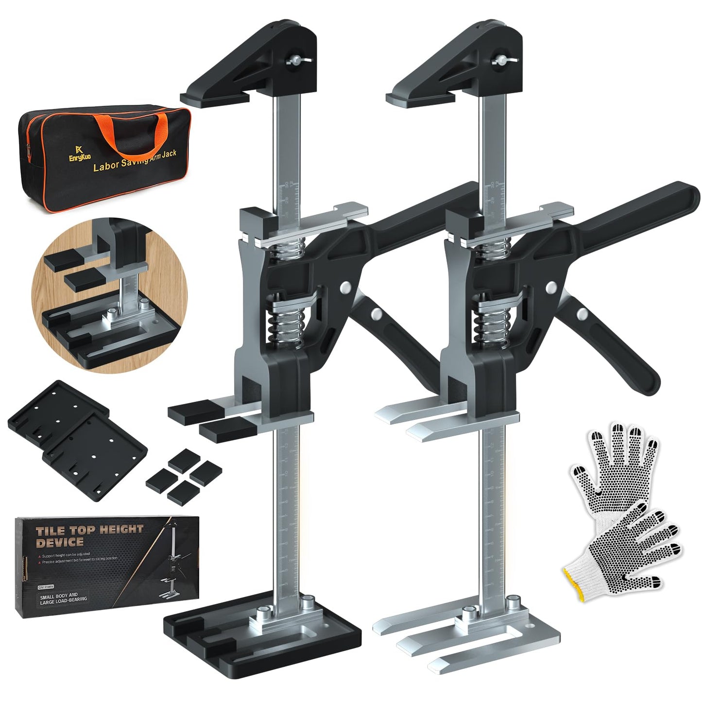 [Upgrade] Labor Saving Arm Jack 2 Pack,15.5 Inch Stainless Steel Furniture Lifts with Handbag,Hand Furniture Jack Lifter Tool for Installing Cabinets,Flooring&Windows,Load 440LBS