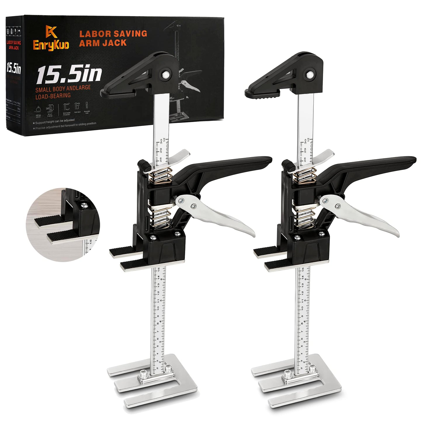 [Upgrade] Labor Saving Arm Jack 2 Pack,15.5 Inch Stainless Steel Furniture Lifts with Handbag,Hand Furniture Jack Lifter Tool for Installing Cabinets,Flooring&Windows,Load 440LBS