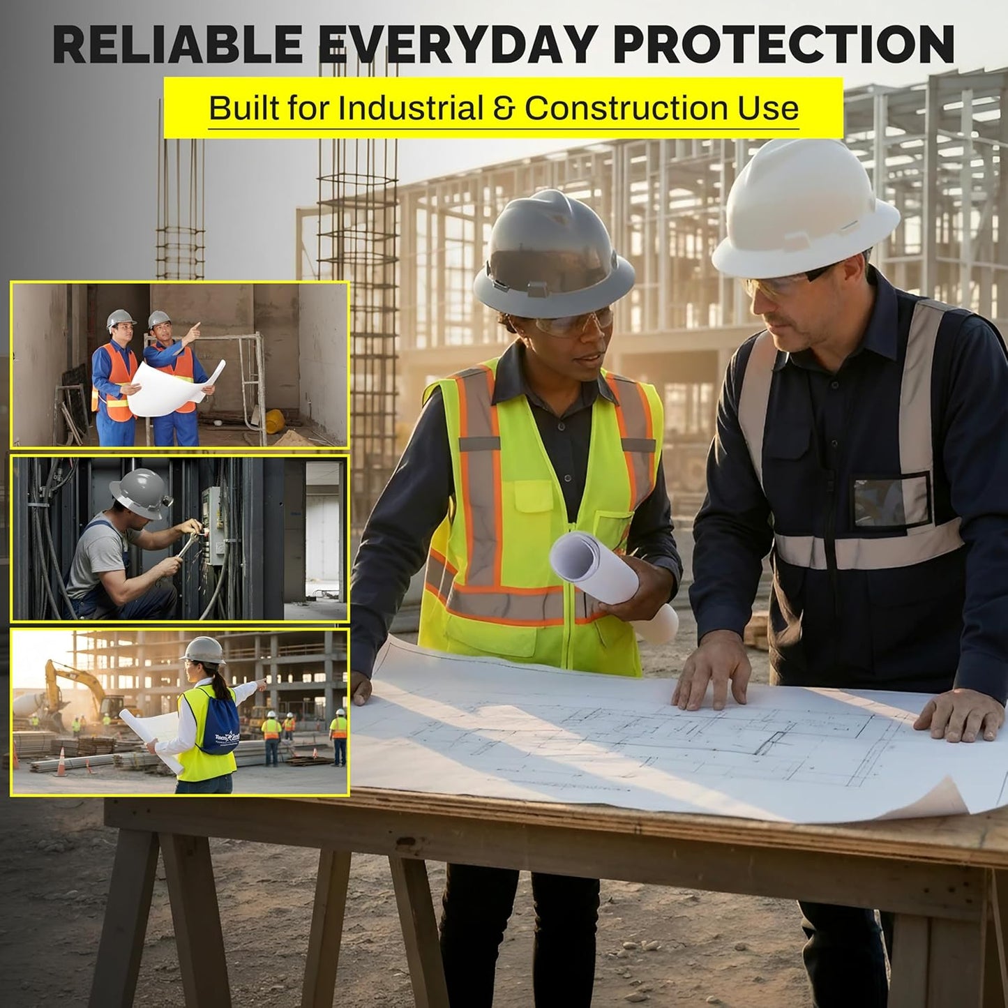 V-Guard with Staz On Suspensions Full Brim Hard Hats with Safety Tote