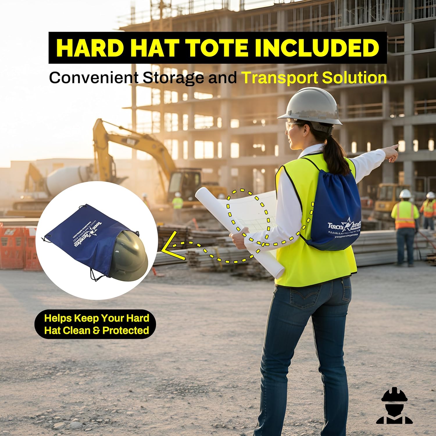 V-Guard with Staz On Suspensions Full Brim Hard Hats with Safety Tote