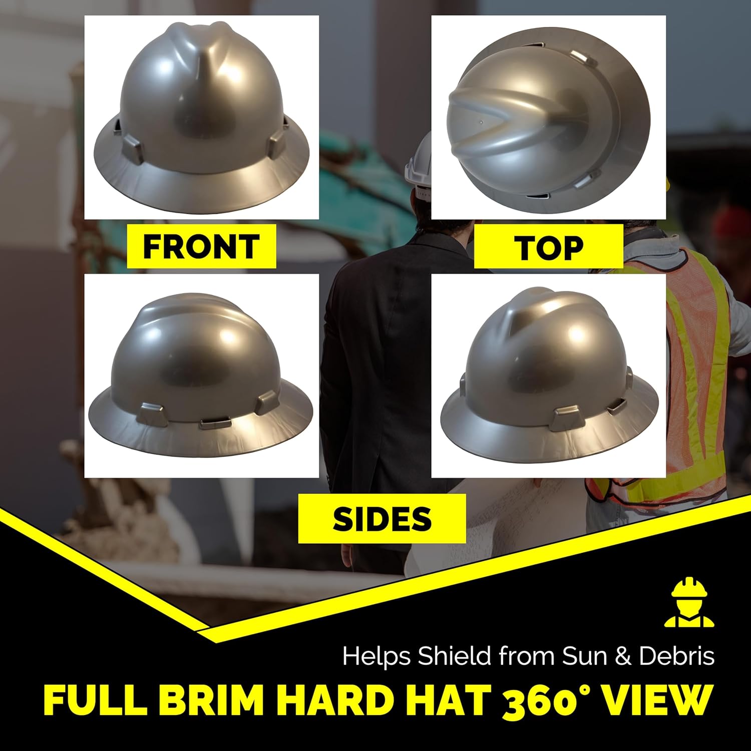 V-Guard with Staz On Suspensions Full Brim Hard Hats with Safety Tote