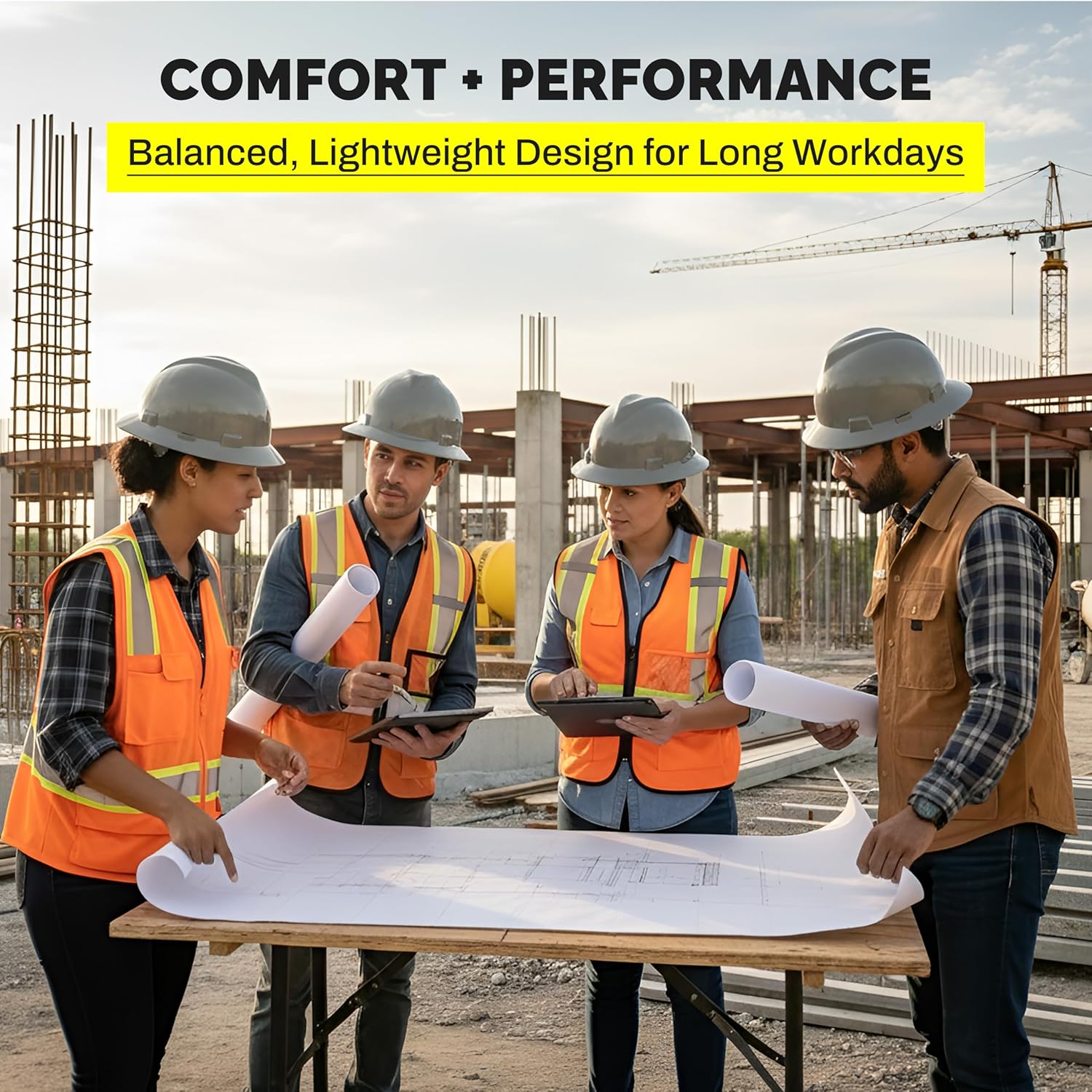 V-Guard with Staz On Suspensions Full Brim Hard Hats with Safety Tote