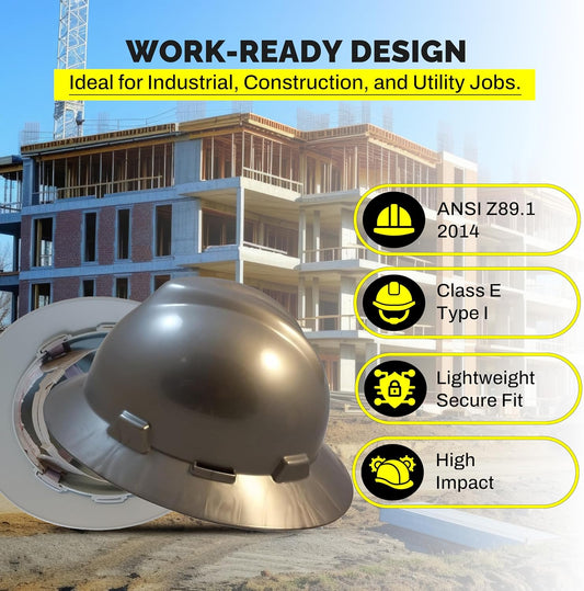 V-Guard with Staz On Suspensions Full Brim Hard Hats with Safety Tote